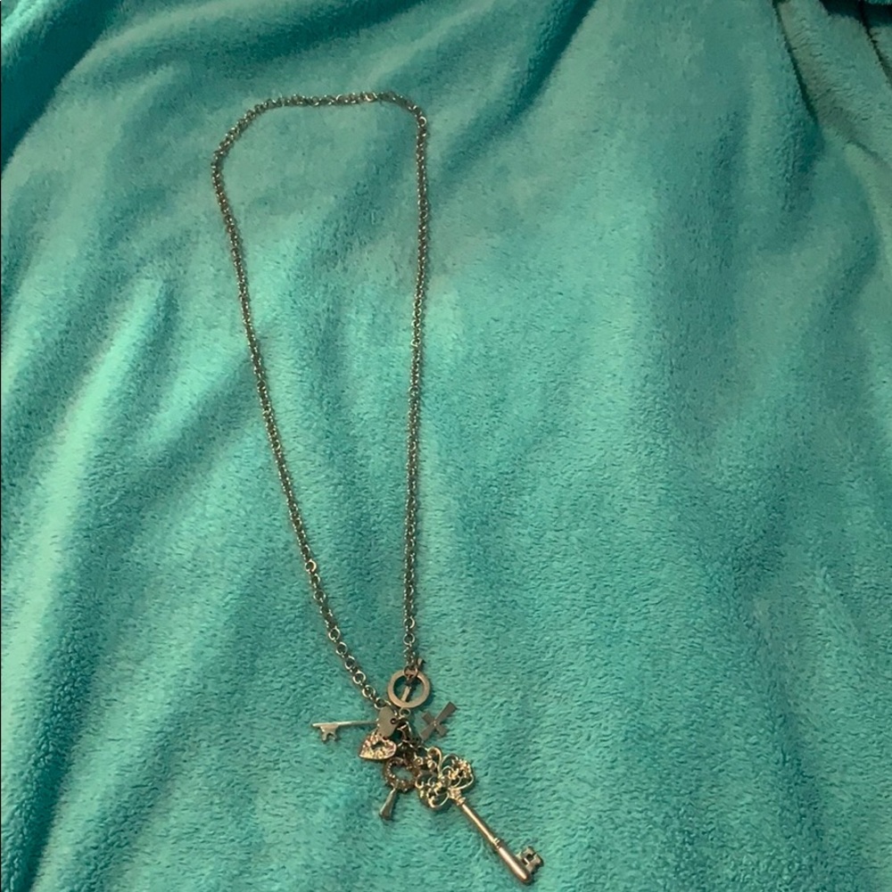 Long Key charm silver necklace